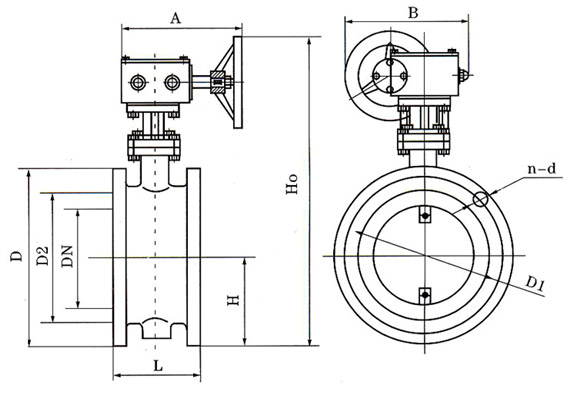 D341蝸輪法蘭式通風蝶閥結(jié)構(gòu)圖